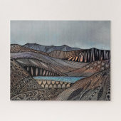 Abstracte berglandschapszonsondergang zout tangle legpuzzel (Horizontaal)