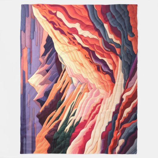 Abstracte bergscène Paarse perzik Bourgondië Fleece Deken (Voorkant)