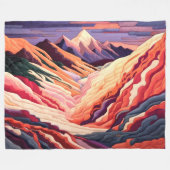 Abstracte bergscène Paarse perzik Bourgondië Fleece Deken (Voorkant (Horizontaal))
