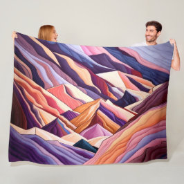 Abstracte bergscène Paarse perzik Bourgondië Fleece Deken