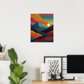 Abstracte bergzonneopgang poster (Thuiskantoor)