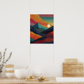Abstracte bergzonneopgang poster (Keuken)