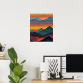Abstracte bergzonneopgang poster (Thuiskantoor)