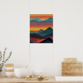 Abstracte bergzonneopgang poster (Keuken)