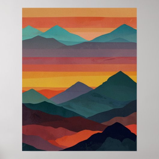 Abstracte bergzonneopgang poster (Voorkant)