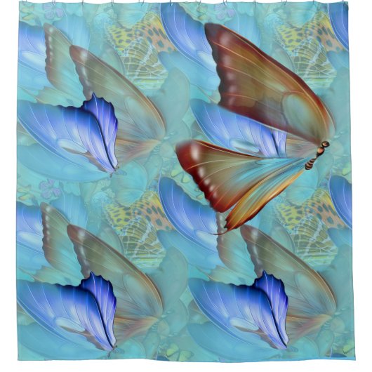 Abstracte bewegende Butterflies Douchegordijn (Voorkant)
