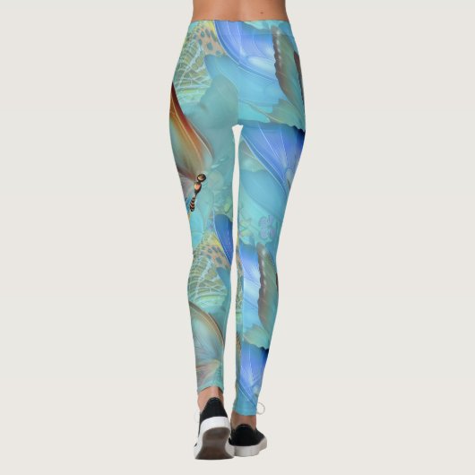 Abstracte bewegende Butterflies Leggings (Achterkant)