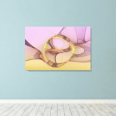 Abstracte bewegingen Modern roze Golden Fractal Ar Canvas Afdruk (Insitu (Houten vloer))