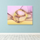 Abstracte bewegingen Modern roze Golden Fractal Ar Canvas Afdruk (Insitu (Houten vloer))