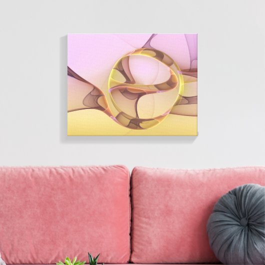 Abstracte bewegingen Modern roze Golden Fractal Ar Canvas Afdruk (Insitu (Woonkamer))