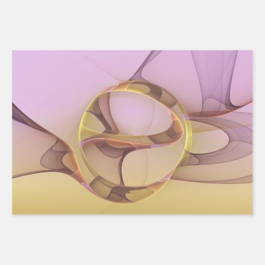 Abstracte bewegingen Modern roze Golden Fractal Ar Inpakpapier Vel (Voorkant 2)