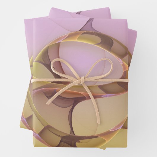 Abstracte bewegingen Modern roze Golden Fractal Ar Inpakpapier Vel (In situ)