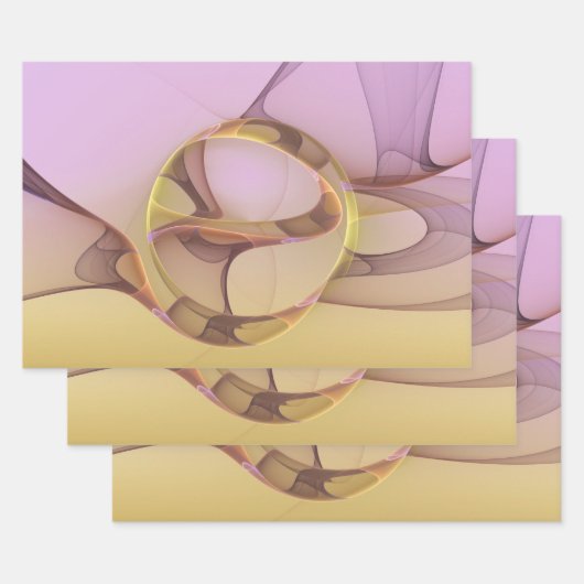 Abstracte bewegingen Modern roze Golden Fractal Ar Inpakpapier Vel (Set)