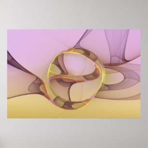 Abstracte bewegingen Modern roze Golden Fractal Ar Poster