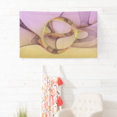 Abstracte bewegingen Modern roze Golden Fractal Ar Spandoek (Insitu)