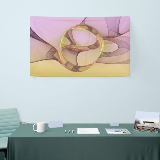 Abstracte bewegingen Modern roze Golden Fractal Ar Spandoek (Beurs)