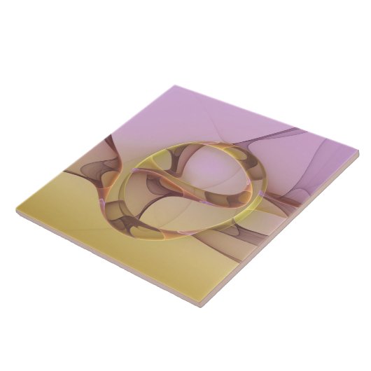 Abstracte bewegingen Modern roze Golden Fractal Ar Tegeltje (Zijkant)