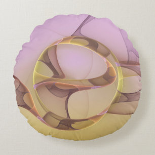 Abstracte bewegingen moderne roze gouden fractal k rond kussen