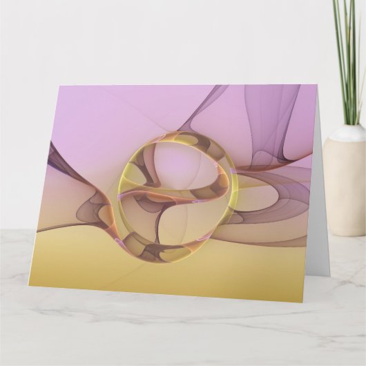 Abstracte Bewegingen Moderne Roze Gouden Fractale  Bedankkaart (Voorkant)