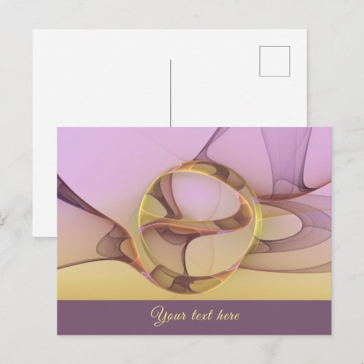 Abstracte bewegingen Moderne roze gouden fractale  Briefkaart (Voorkant / Achterkant)