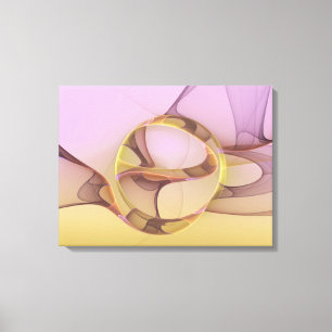 Abstracte Bewegingen Moderne Roze Gouden Fractale Canvas Afdruk