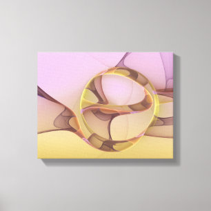 Abstracte Bewegingen Moderne Roze Gouden Fractale Canvas Afdruk