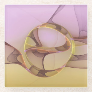 Abstracte Bewegingen Moderne Roze Gouden Fractale Glazen Onderzetter