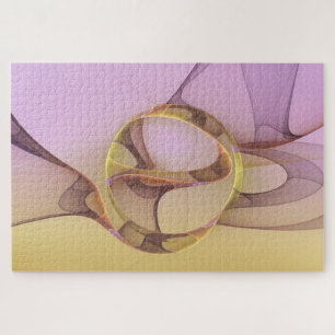 Abstracte Bewegingen Moderne Roze Gouden Fractale Legpuzzel