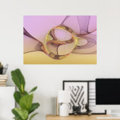 Abstracte Bewegingen Moderne Roze Gouden Fractale Poster (Thuiskantoor)