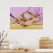 Abstracte Bewegingen Moderne Roze Gouden Fractale Poster (Keuken)