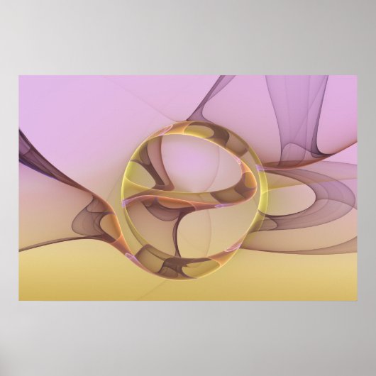 Abstracte Bewegingen Moderne Roze Gouden Fractale Poster (Voorkant)