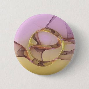 Abstracte Bewegingen Moderne Roze Gouden Fractale Ronde Button 5,7 Cm