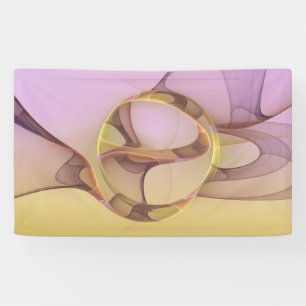 Abstracte Bewegingen Moderne Roze Gouden Fractale  Spandoek