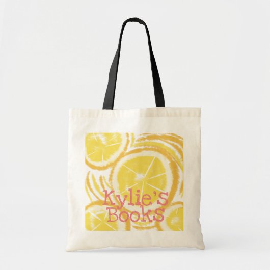 Abstracte bibliotheekboeken van Bright Lemon Slice Tote Bag (Voorkant)
