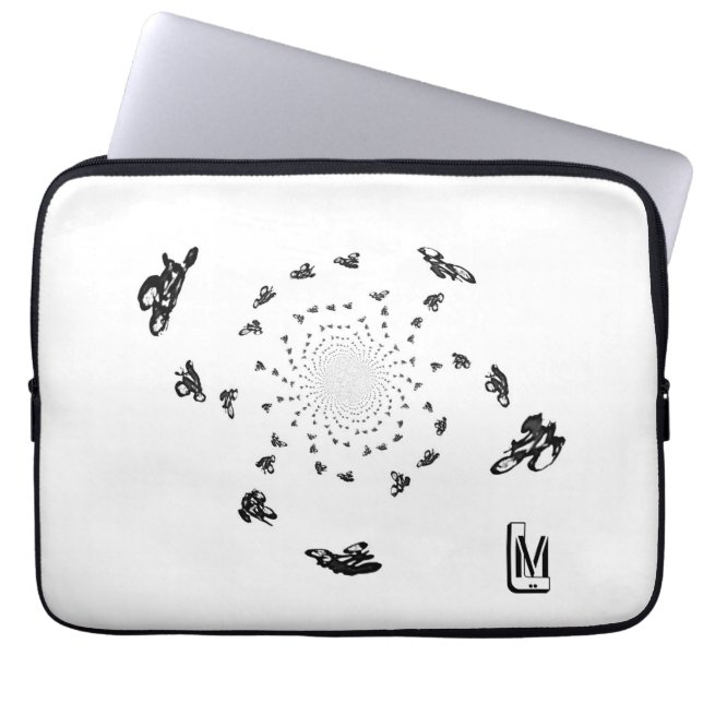 Abstracte Bicycle Race Monogrammen Laptop Sleeve (Voorkant)