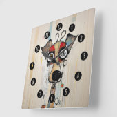 Abstracte Big Eyed Dog Vierkante Klok (Hoek)