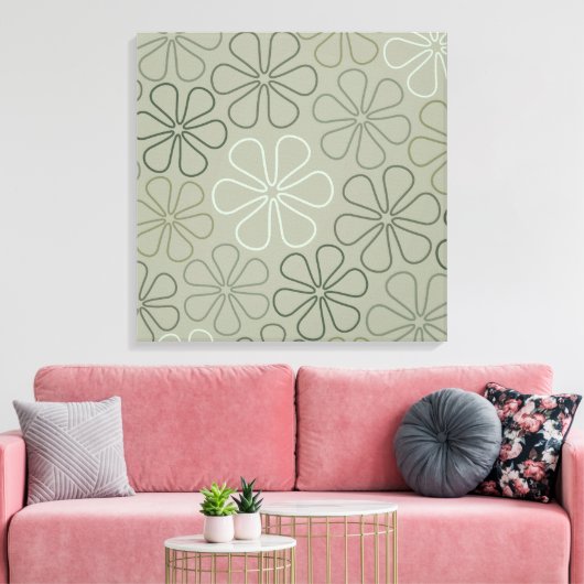 Abstracte Big Flower Outlines Groenen Canvas Afdruk (Insitu (Woonkamer))