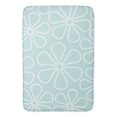 Abstracte Big Flowers White op Duck Egg Blue Badmat (Voorkant Verticaal)