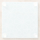 Abstracte Big Flowers White op Duck Egg Blue Glazen Onderzetter (Achterkant)