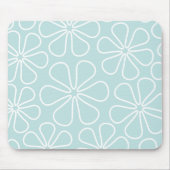 Abstracte Big Flowers White op Duck Egg Blue Muismat (Voorkant)