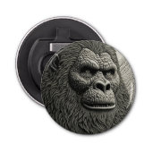 Abstracte Bigfoot in Zwart-wit Ai Art Button Flesopener (Voorkant)