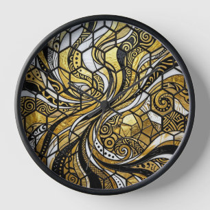 Abstracte bijenkorf gouden rooster kunst klokken