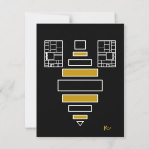 Abstracte Bijennota Kaart Notitiekaartje