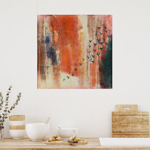 Abstracte Bird Migration Art Poster - kleurrijke m