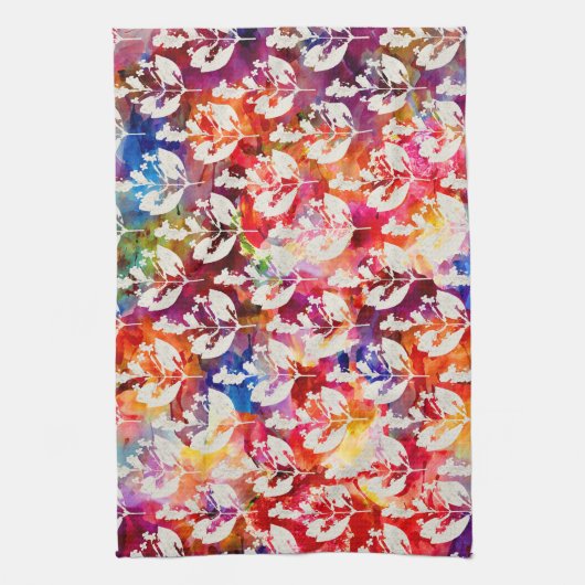 Abstracte blaadpatronen met een kleur theedoek (Verticaal)