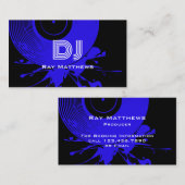 Abstracte Black and Blue Disc DJ Music Producer Visitekaartje (Voorkant / Achterkant)