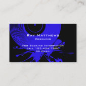 Abstracte Black and Blue Disc DJ Music Producer Visitekaartje (Achterkant)