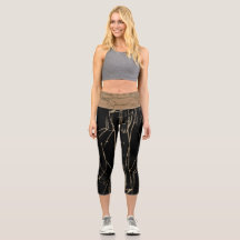 Abstracte Black_Beige Yoga Capri's van JOYA EVE