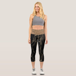 Abstracte Black_Beige Yoga Capri's van JOYA EVE