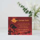 Abstracte Black Cat and Bats Halloween Party Uitnodiging Briefkaart (Staand voorkant)